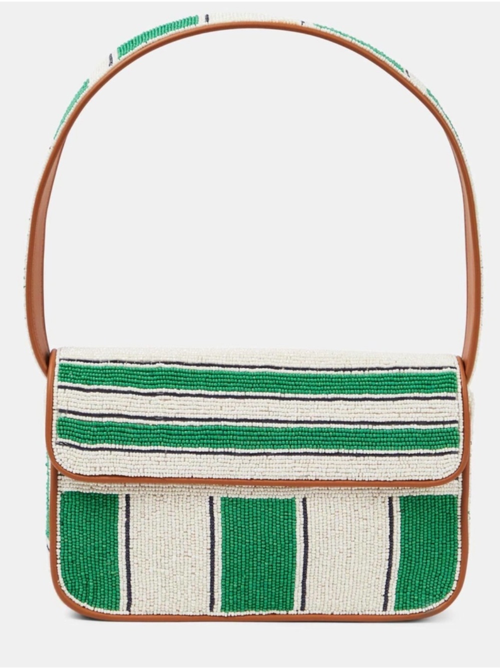 Staud Tommy striped beaded shoulder bag